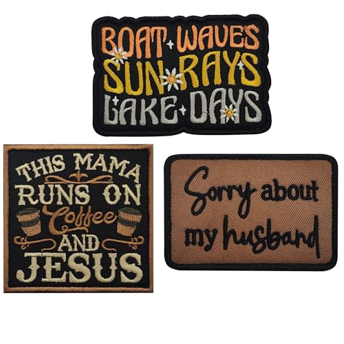 Dekorativer bestickter Aufnäher, Sommer, Strand, Kaffee, Jesus, Ehemann, 3 Stück Dekorativer bestickter Aufnäher, Sommer, Strand, Kaffee, Jesus, Ehemann, 3 Stück von ODSS