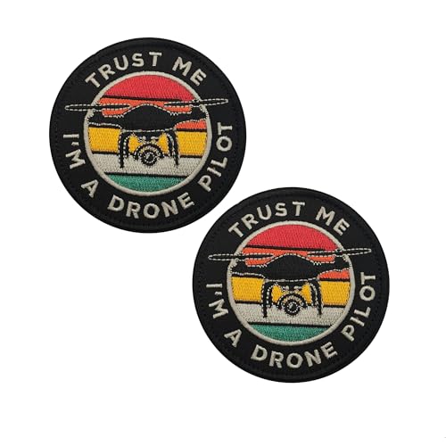 Drone Pilot bestickte Flicken, Retro-Regenbogen-Sonnenuntergang-Design, taktisches Armband-Emblem, 8,9 cm, Hakenverschlüsse auf der Rückseite mit Schlaufenmuster, 2 Stück Drone Pilot bestickte Flicken, Retro-Regenbogen-Sonnenuntergang-Design, taktisches Armband-Emblem, 8,9 cm, Hakenverschlüsse auf der Rückseite mit Schlaufenmuster, 2 Stück von ODSS