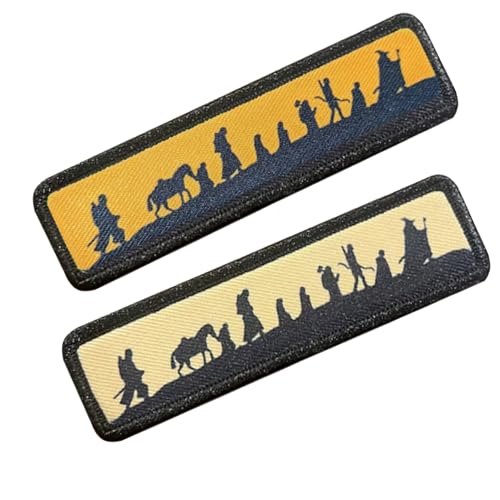 Fellowship Silhouette bedruckte Aufnäher für Kleidung, Hakenverschlüsse, Rückseite mit Schlaufenmuster, 10 x 2,5 cm, Gelb und Beige, 2 Stück Fellowship Silhouette bedruckte Aufnäher für Kleidung, Hakenverschlüsse, Rückseite mit Schlaufenmuster, 10 x 2,5 cm, Gelb und Beige, 2 Stück von ODSS