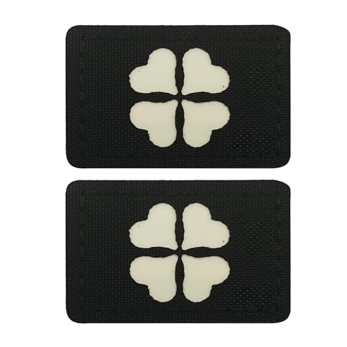 Flicken im Dunkeln, reflektierendes Herz, vierblättriges Kleeblatt, taktisches Emblem, dekorative Applikationen, 4,9 x 3,5 cm, Schwarz und Weiß, 2 Stück Flicken im Dunkeln, reflektierendes Herz, vierblättriges Kleeblatt, taktisches Emblem, dekorative Applikationen, 4,9 x 3,5 cm, Schwarz und Weiß, 2 Stück von ODSS
