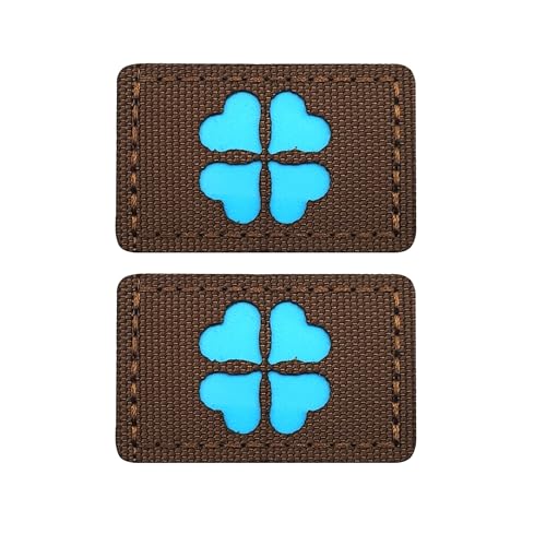 Flicken im Dunkeln, reflektierendes Herz, vierblättriges Kleeblatt, taktisches Emblem, dekorative Applikationen, 4,9 x 3,8 cm, Braun und Grün, 2 Stück Flicken im Dunkeln, reflektierendes Herz, vierblättriges Kleeblatt, taktisches Emblem, dekorative Applikationen, 4,9 x 3,8 cm, Braun und Grün, 2 Stück von ODSS