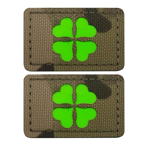 Flicken im Dunkeln, reflektierendes Herz, vierblättriges Kleeblatt, taktisches Emblem, dekorative Applikationen, 4,9 x 3,8 cm, Camouflage und Grün, 2 Stück Flicken im Dunkeln, reflektierendes Herz, vierblättriges Kleeblatt, taktisches Emblem, dekorative Applikationen, 4,9 x 3,8 cm, Camouflage und Grün, 2 Stück von ODSS