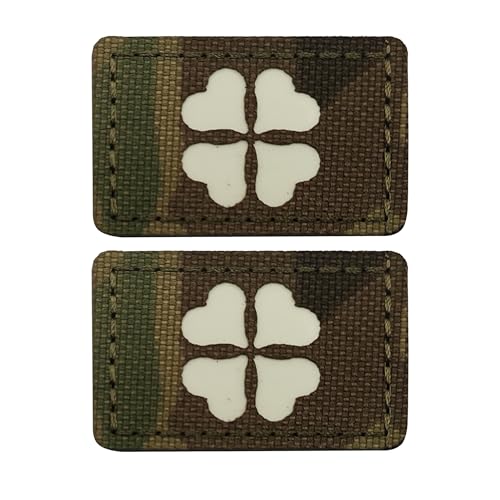Flicken im Dunkeln, reflektierendes Herz, vierblättriges Kleeblatt, taktisches Emblem, dekorative Applikationen, 4,9 x 3,8 cm, Camouflage und Weiß, 2 Stück Flicken im Dunkeln, reflektierendes Herz, vierblättriges Kleeblatt, taktisches Emblem, dekorative Applikationen, 4,9 x 3,8 cm, Camouflage und Weiß, 2 Stück von ODSS