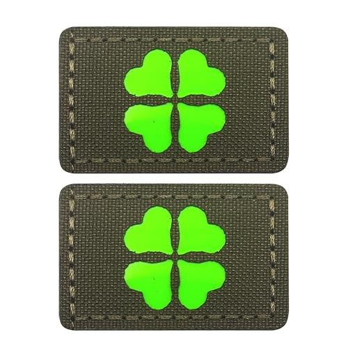 Flicken im Dunkeln, reflektierendes Herz, vierblättriges Kleeblatt, taktisches Emblem, dekorative Applikationen, 4,9 x 3,8 cm, Militärgrün, 2 Stück Flicken im Dunkeln, reflektierendes Herz, vierblättriges Kleeblatt, taktisches Emblem, dekorative Applikationen, 4,9 x 3,8 cm, Militärgrün, 2 Stück von ODSS