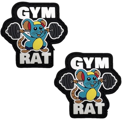 Gym Rat Gewichtheben Maus PVC Moral Patches, nachtleuchtendes Design, Hakenverschlüsse Rückseite mit Schlaufenmuster, 6 cm Gym Rat Gewichtheben Maus PVC Moral Patches, nachtleuchtendes Design, Hakenverschlüsse Rückseite mit Schlaufenmuster, 6 cm von ODSS