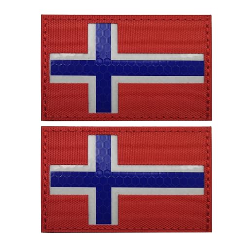 IR Infrarot Reflektierende Norwegen Flagge Patches Laser Cut Patch Appliues, Taktische Moral Militär Emblem Abzeichen für Rucksäcke, Kleidung, Hüte, 8,9 x 5,9 cm, 2 Stück IR Infrarot Reflektierende Norwegen Flagge Patches Laser Cut Patch Appliues, Taktische Moral Militär Emblem Abzeichen für Rucksäcke, Kleidung, Hüte, 8,9 x 5,9 cm, 2 Stück von ODSS
