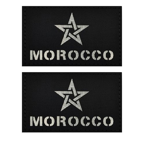 IR Infrarot reflektierende Marokko-Flagge, lasergeschnittene Flicken, Appliues, Marokkanische Flaggen, taktische Moral Militärabzeichen für Rucksäcke, Kleidung, Hüte, 8,9 x 5,9 cm, 2 Stück IR Infrarot reflektierende Marokko-Flagge, lasergeschnittene Flicken, Appliues, Marokkanische Flaggen, taktische Moral Militärabzeichen für Rucksäcke, Kleidung, Hüte, 8,9 x 5,9 cm, 2 Stück von ODSS