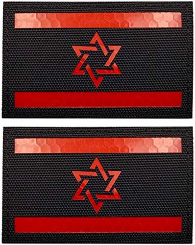 IR Israel Flagge Patch, Infrarot Reflektierende Staat Israel Flagge Militär Taktische Moral Emblem Patches mit Klettverschluss Rückseite 8,9 x 4,97 cm Bündel 2 Stück von ODSS