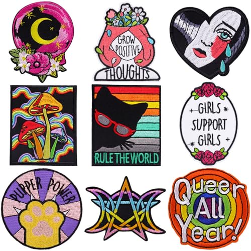 Inspirierendes Bügelflicken-Set, feministische Gothic-Designs, motivierende Zitate, 9-teilige Kollektion Inspirierendes Bügelflicken-Set, feministische Gothic-Designs, motivierende Zitate, 9-teilige Kollektion von ODSS