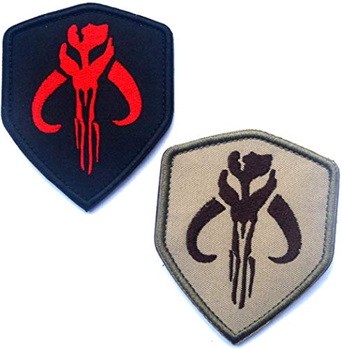 Mandalorian Mythosaur Skull Crest Bounty Hunter Boba Fett Shield Patch, Tactical Morale Patches with Fastener Hook and Loop Backing 8,9 x 6,3 cm von ODSS