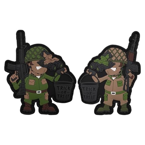Militärische Trick or Treat PVC Moral Patches, Taktische Kampfarmband Abzeichen für Kleidung, Rucksäcke, Hüte, Jeans, Taschen, 4,13 x 3,15 Zoll, 2 Stück Militärische Trick or Treat PVC Moral Patches, Taktische Kampfarmband Abzeichen für Kleidung, Rucksäcke, Hüte, Jeans, Taschen, 4,13 x 3,15 Zoll, 2 Stück von ODSS