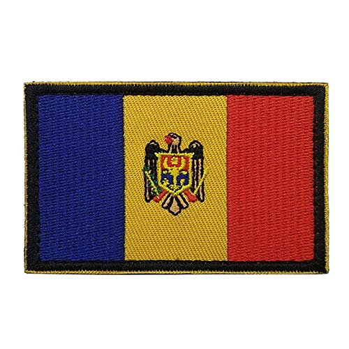 Aufnäher mit Moldawien-Flagge, bestickt, zum Aufbügeln – Emblem, taktisch, militärisch, Moral, lustige Aufnäher, Applikationen mit Verschluss, Klettverschluss von ODSS