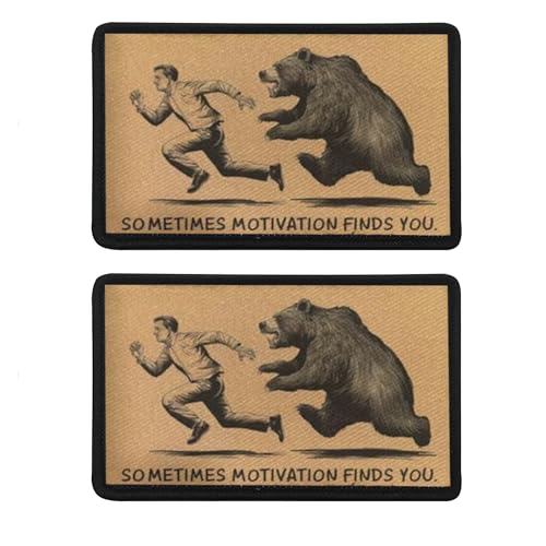 Motivational Bear Chase Tactical Moral Patch für Kleidung, Rucksäcke, Hüte, Taschen, Jacken, 8,9 x 5,9 cm, 2 Stück von ODSS