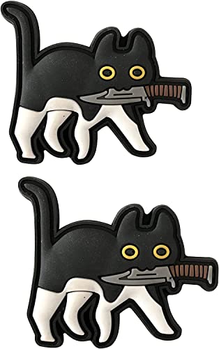 Niedliche Katze mit Messer, 3D-PVC-Gummi-Patch, Katzenbissmesser, lustiges Cartoon-Armband, Abzeichen, Emblem-Applikation (b) von ODSS