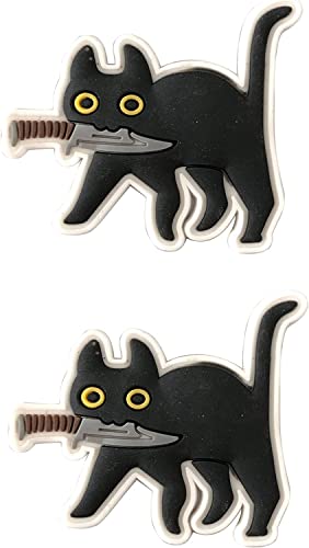 Niedliche Katze mit Messer, 3D-PVC-Gummi-Patch, Katzenbissmesser, lustiges Cartoon-Armband, Abzeichen, Emblem-Applikation (d) von ODSS