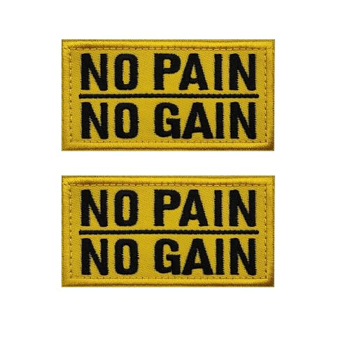 No Pain No Gain Bestickte Patches, Lustige Stoffapplikation Patch für Rucksäcke, Militäruniformen, Jeans, Jacken, Westen, Hüte, 8 x 4 cm, 2 Stück von ODSS