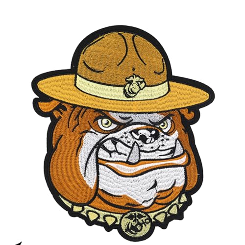 ODSS Bulldogge Biker Bügelbild groß bestickte Applikation 21,6 x 21,6 cm von ODSS