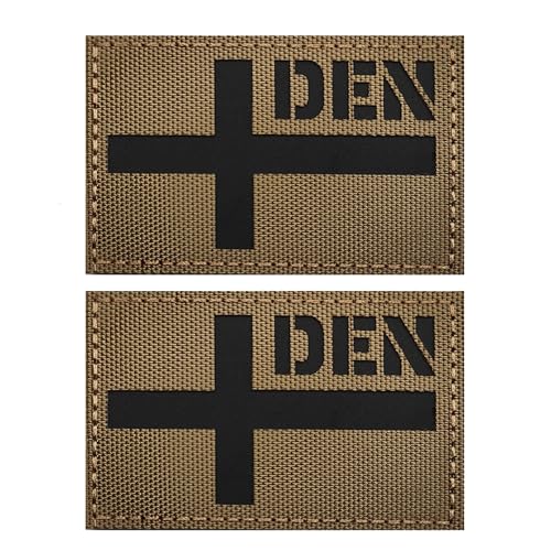 ODSS Infrarot-reflektierende Dänemark-Flaggen-Patches, dänische Flaggen, taktische Militärmoral-Abzeichen, dekorative Applikationen, Hakenverschlüsse auf der Rückseite mit Schlaufe, Khaki, 8,9 x 5,9 von ODSS