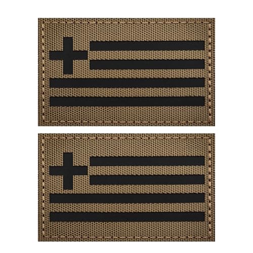 ODSS Infrarot-reflektierende Griechenland-Flagge, griechische Flaggen, taktische Militärmoral-Abzeichen, dekorative Applikationen, Hakenverschlüsse auf der Rückseite mit Schlaufe, Khaki, 8,9 x 5,9 cm von ODSS
