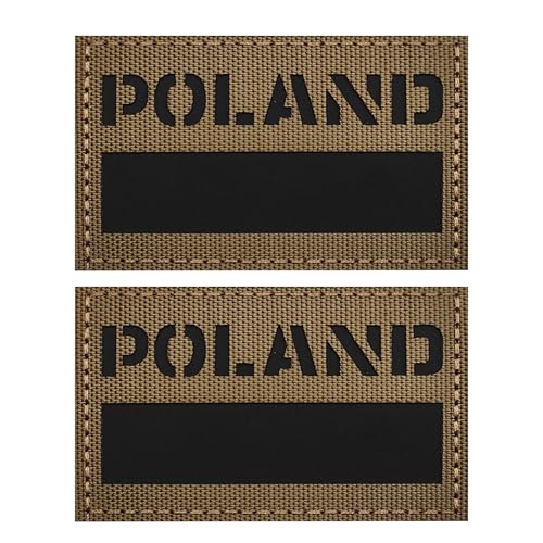 ODSS Infrarot-reflektierende Polen-Flaggen-Patches, polnische Flaggen, taktische Militärmoral-Abzeichen, dekorative Applikationen, Hakenverschlüsse auf der Rückseite mit Schlaufe, Khaki, 8,9 x 5,9 cm von ODSS