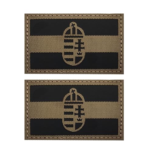 ODSS Infrarot reflektierende Ungarn-Flaggen-Patches, ungarische Flaggen, taktische Militärmoralabzeichen, dekorative Applikationen, Hakenverschlüsse Rückseite mit Schlaufe, Khaki, 8,9 x 5,9 cm, 2 von ODSS