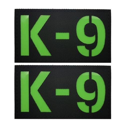 ODSS K9 Reflektierende Flicken für Diensthunde, 8,9 x 5,9 cm, leuchtet im Dunkeln, Hakenverschlüsse, taktische Militärabzeichen, 2 Stück von ODSS