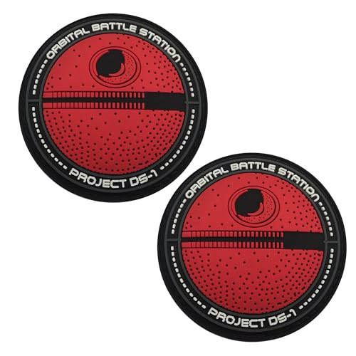 ODSS Orbital Battle Station PVC Moral Patches Applikationen, 8,9 cm, Rot und Schwarz, Hakenverschlüsse Rückseite mit Schlaufe, 2 Stück ODSS Orbital Battle Station PVC Moral Patches Applikationen, 8,9 cm, Rot und Schwarz, Hakenverschlüsse Rückseite mit Schlaufe, 2 Stück von ODSS