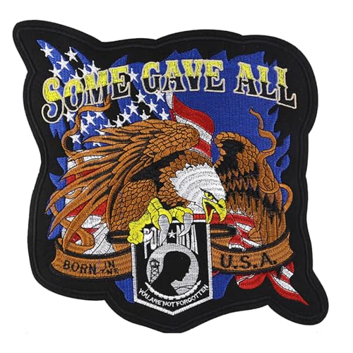 ODSS Patriotischer Adler POW MIA Militär Aufnäher zum Aufbügeln, große Größe 27,4 x 28,4 cm, bestickt von ODSS