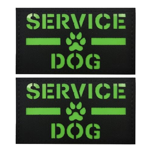 ODSS Reflektierende Aufnäher mit Aufschrift "Service Dog", dekorative Applikationen, 8,9 x 5,9 cm, leuchtet im Dunkeln, Hakenverschlüsse, taktische Militärmoral-Abzeichen, 2 Stück von ODSS