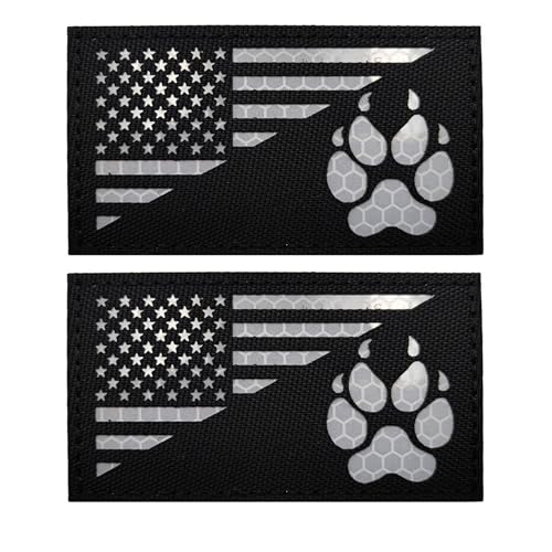 ODSS Reflektierende Aufnäher mit amerikanischer Flagge, 8,9 x 5,9 cm, leuchtet im Dunkeln, Hakenverschlüsse, taktische Militärmoral-Abzeichen, 2 Stück von ODSS