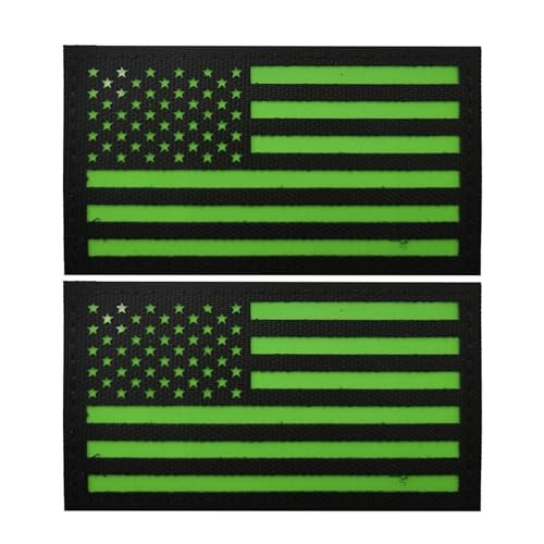 ODSS Reflektierende Aufnäher mit amerikanischer Flagge, dekorative Applikationen, 9 x 5 cm, leuchtet im Dunkeln, Hakenverschlüsse, taktische Militärmoralabzeichen, 2 Stück von ODSS