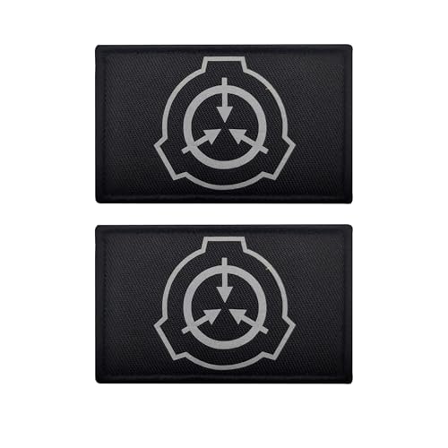 ODSS SCP Foundation Infrarot Reflektierende Patches, Tactical Moral Special Containment Procedures Foundation Logo Badges, Hakenverschlüsse Rückseite mit Schlaufe, 8 x 5 cm, Schwarz und Silber von ODSS