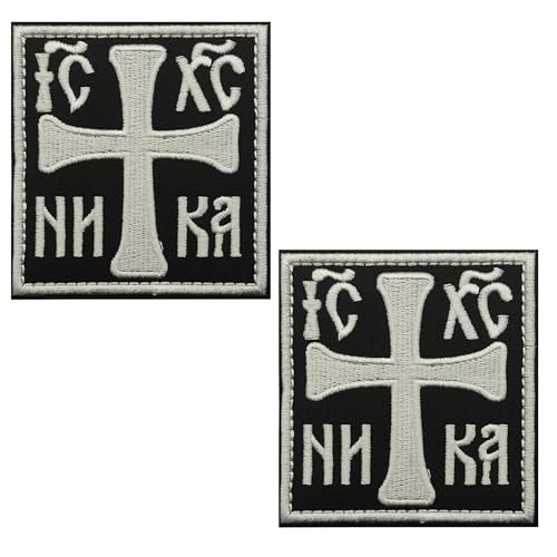 ODSS Tactical Cross Moral Embroidered Appliques Patches, Hook and Loop Backing, 3 x 2.76 Inch, Black and Green, 2-Pack von ODSS