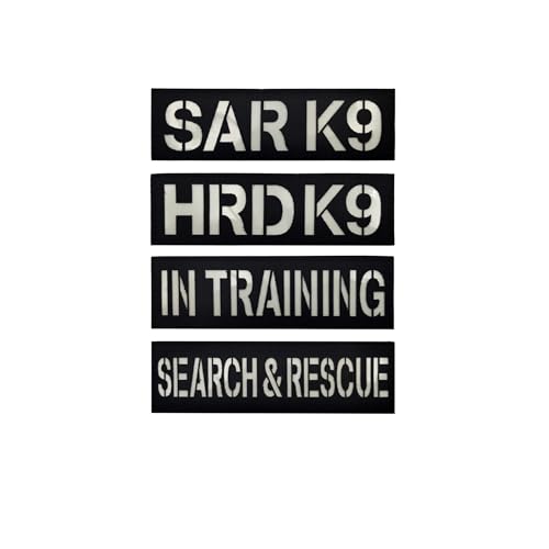 ODSS Tactical K9 Service Dog Patches, Search & Rescue, HRD K9, in Training, Hakenverschluss Rückseite mit Schlaufe, 12,4 x 3,8 cm, leuchtet im Dunkeln, 4 Stück von ODSS