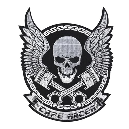 ODSS Totenkopf-Motorrad-Aufnäher zum Aufbügeln, große Biker-Applikation, 27,9 x 22,6 cm von ODSS