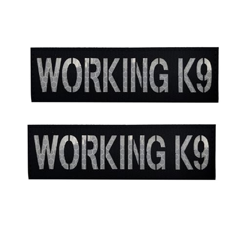 ODSS Working K9 Reflektierende Flicken, 12,4 x 3,8 cm, taktische Militärmoralabzeichen, Hakenverschluss Rückseite mit Schlaufe, 2 Stück von ODSS