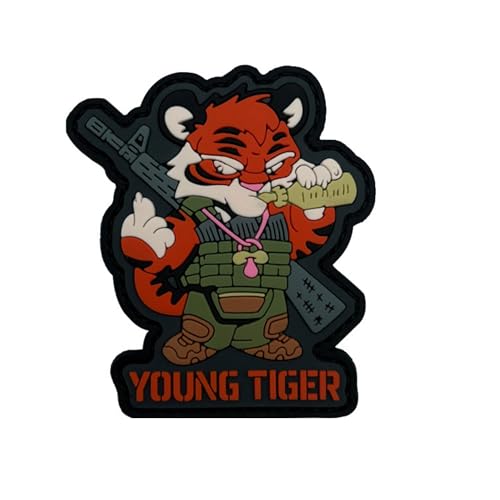 ODSS Young Tiger Tactical PVC Moral Patch Militär Hakenverschluss Rückseite 8 x 7 cm von ODSS