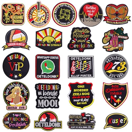 Oeteldonk 19 Stück Holländische Karneval Festival Bestickte Patches Bügelbilder Aufbügler oder Aufnähen Applikationen DIY Deko Abzeichen von ODSS