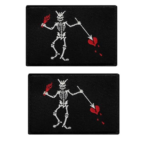 Piraten-Skelett, bestickt, taktischer Moralaufnäher, Militär-Stil, Hakenverschlüsse, Rückseite mit Schlaufenmuster, 9 x 6 cm, Schwarz Piraten-Skelett, bestickt, taktischer Moralaufnäher, Militär-Stil, Hakenverschlüsse, Rückseite mit Schlaufenmuster, 9 x 6 cm, Schwarz von ODSS