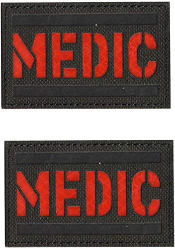 Reflektierende Medic Patches, EMT EMS Sanitäter, medizinischer Stern des Lebens, bestickter Stoffflicken mit Hakenschlaufe auf der Rückseite, für Kleidung, 8,9 x 5,9 cm, 2 Stück von ODSS