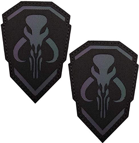 Reflektierender Mythosaurier-Aufnäher – IR Infrarot Mandalorian Tactical Military Moral Emblem Patches mit Klettverschluss Rückseite 9,5 x 6,5 cm, 6 Stück von ODSS