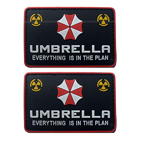 Resident Evil Umbrella Corporation PVC Patch Badges Emblem Applique Haken Patches für Kleidung Rucksack Zubehör Armband 2 Stück (D) von ODSS