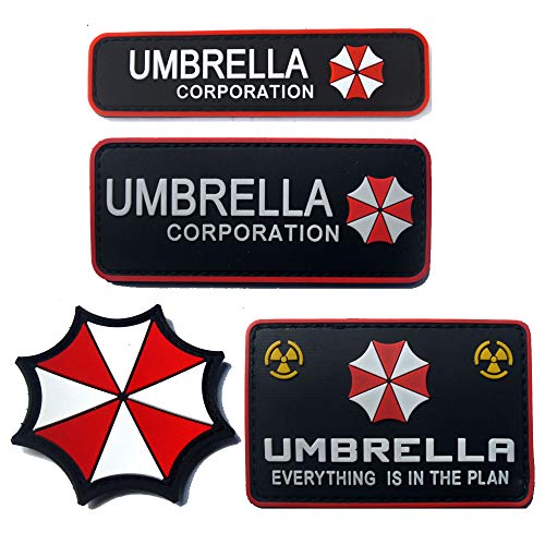 Resident Evil Umbrella Corporation PVC Patch Abzeichen Emblem Applikation Haken Patch für Kleidung Rucksack Zubehör Manschette 4 Stück von ODSS