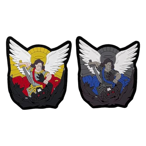 St. Michael PVC Tactical Moral Patches Applikationen, Engelsflügel-Design, Armband-Abzeichen, 8,9 x 7,1 cm, Gold und Grau, 2 Stück St. Michael PVC Tactical Moral Patches Applikationen, Engelsflügel-Design, Armband-Abzeichen, 8,9 x 7,1 cm, Gold und Grau, 2 Stück von ODSS