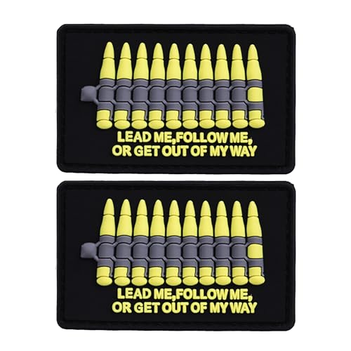 Tactical Moral PVC Patch, Military Bullet Design, Lead Me Follow Me Zitat, 8 x 5 cm, Schwarz und Gelb, 2 Stück Tactical Moral PVC Patch, Military Bullet Design, Lead Me Follow Me Zitat, 8 x 5 cm, Schwarz und Gelb, 2 Stück von ODSS