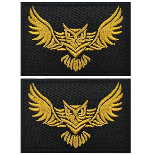 Tactical Owl Embroidered Appliques Patches, Gold on Black, 8 x 5.5 cm, Hook Fasteners Backing with Loop Swatch, 2-Pack Tactical Owl Embroidered Appliques Patches, Gold on Black, 8 x 5.5 cm, Hook Fasteners Backing with Loop Swatch, 2-Pack von ODSS