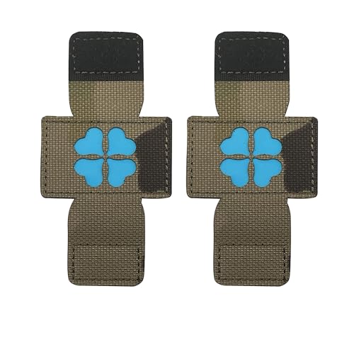 Taktische Flicken mit vierblättrigem Kleeblatt, leuchtet im Dunkeln, Schnallen-Design, 8,5 x 4,1 cm, Camouflage mit Blau, 2 Stück Taktische Flicken mit vierblättrigem Kleeblatt, leuchtet im Dunkeln, Schnallen-Design, 8,5 x 4,1 cm, Camouflage mit Blau, 2 Stück von ODSS