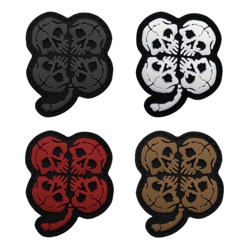 Taktische Totenkopf-Kleeblatt-Patches, PVC, Outdoor-Rucksäcke, Armband-Abzeichen, 5,7 x 4,8 cm von ODSS