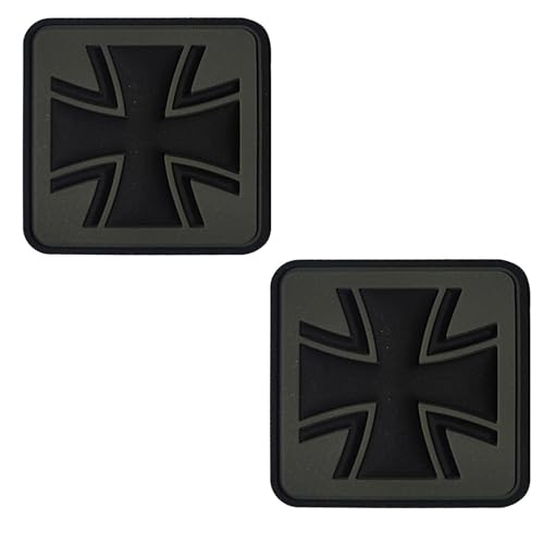 Taktischer PVC-Patches mit Eisernem Kreuz, 5 x 5 cm, Hakenverschlüsse auf der Rückseite mit Schlaufenmuster-Abzeichen, 2 Stück Taktischer PVC-Patches mit Eisernem Kreuz, 5 x 5 cm, Hakenverschlüsse auf der Rückseite mit Schlaufenmuster-Abzeichen, 2 Stück von ODSS