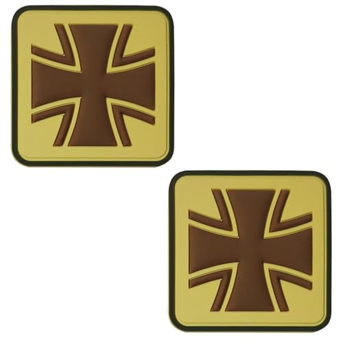 Taktischer PVC-Patches mit Eisernem Kreuz, 5 x 5 cm, Hakenverschlüsse auf der Rückseite mit Schlaufenmuster-Abzeichen, 2 Stück Taktischer PVC-Patches mit Eisernem Kreuz, 5 x 5 cm, Hakenverschlüsse auf der Rückseite mit Schlaufenmuster-Abzeichen, 2 Stück von ODSS